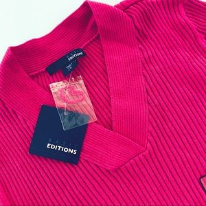 Ribbed Crossover V-neck Sweater